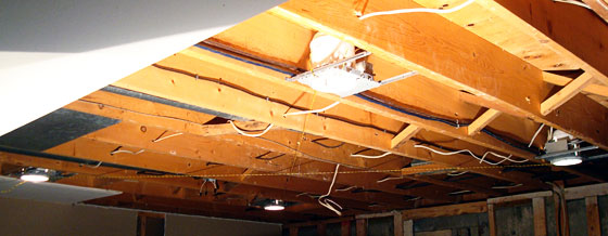 Potlights in the open ceiling