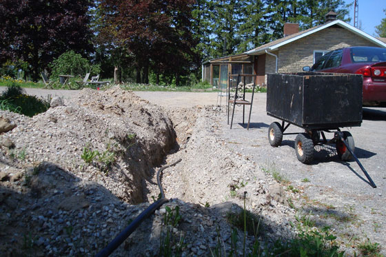 Water pipe in a trench
