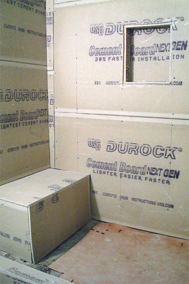 Cement board in the shower