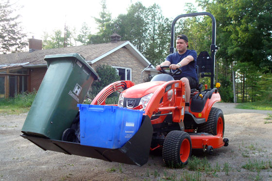 Tractor on garbage day