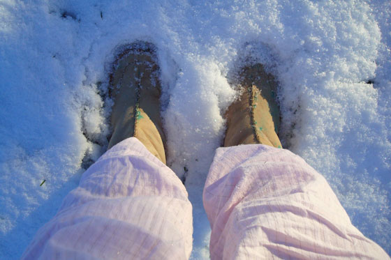 Standing in the first snow of the season