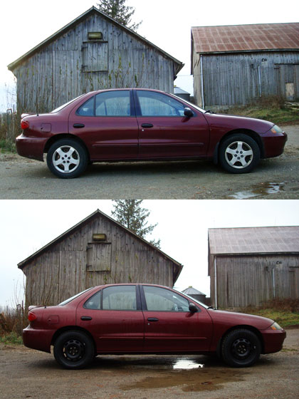 Snow tires without hub caps