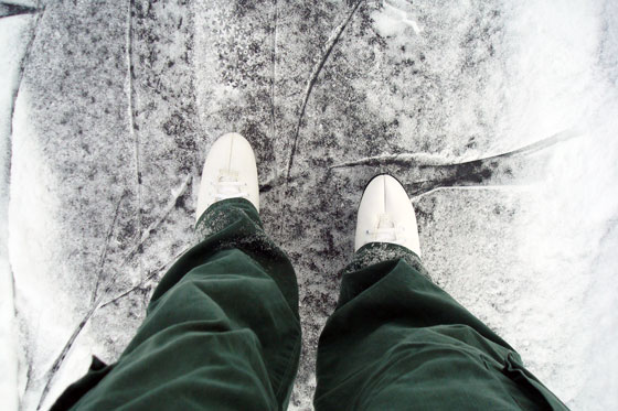 Skating on our frozen pond
