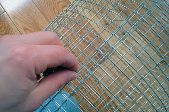 Wiring mesh together into a cylinder