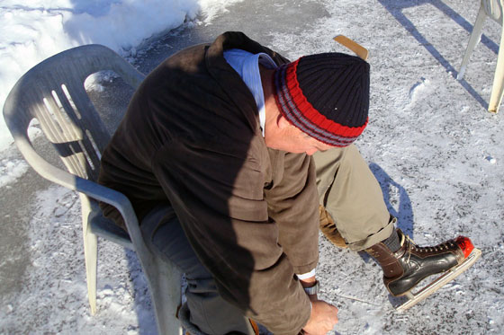 My Dad laces up his vintage skates