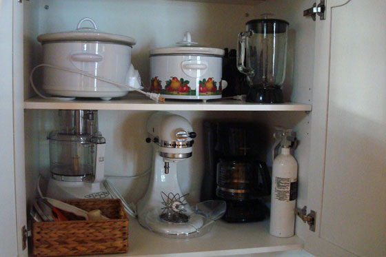 Small appliances kitchen cupboard
