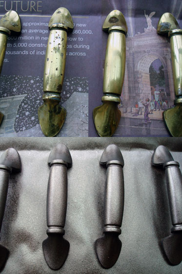 Brass cabinet pulls spray painted with Oil Rubbed Bronze