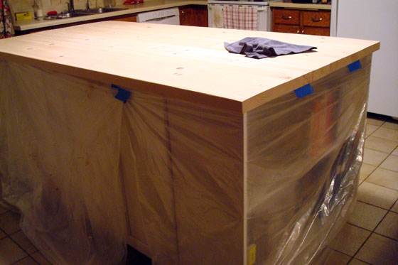 Preparing to finish a wood countertop