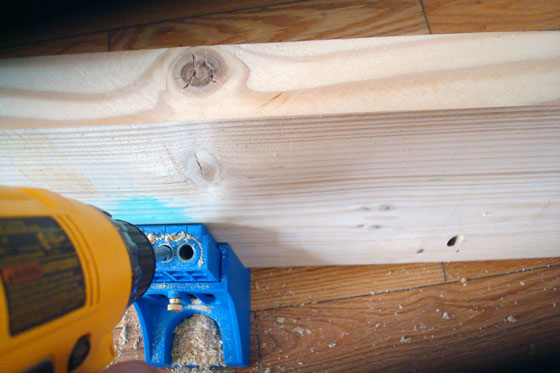 Using a Kreg Jig to drill holes in a wood countertop