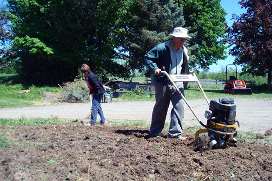 Rototilling a garden
