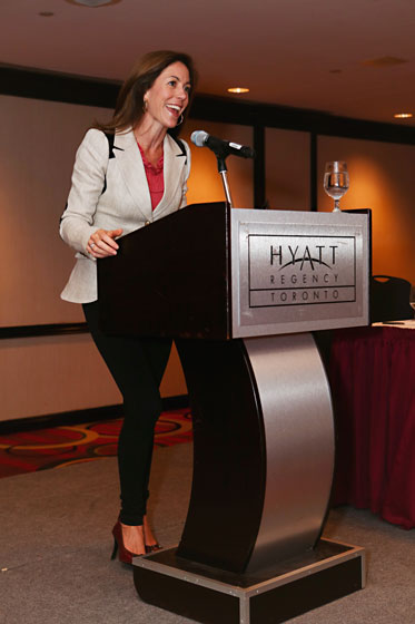 Sarah Richardson speaking at BlogPodium