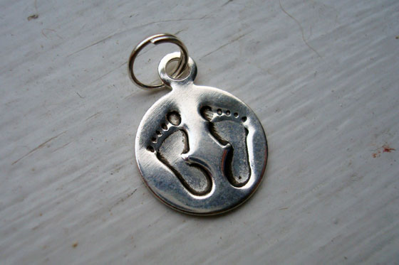 Baby footprints silver charm