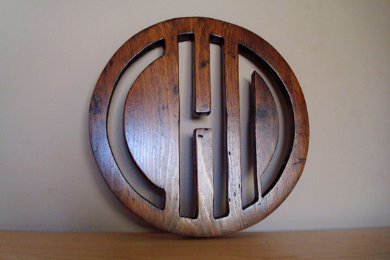 Wooden initials medallion