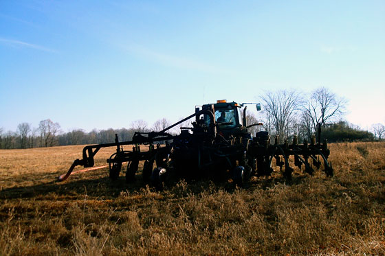 Tractor spraying manure