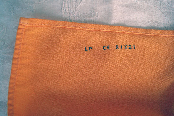 Stamp on a cloth napkin