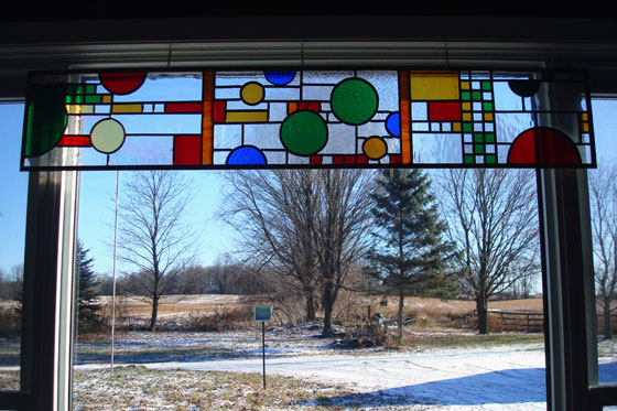 Coonley playhouse Frank Lloyd Wright inspired stained glass panel