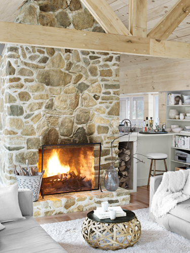 Stone fireplace from Country Living