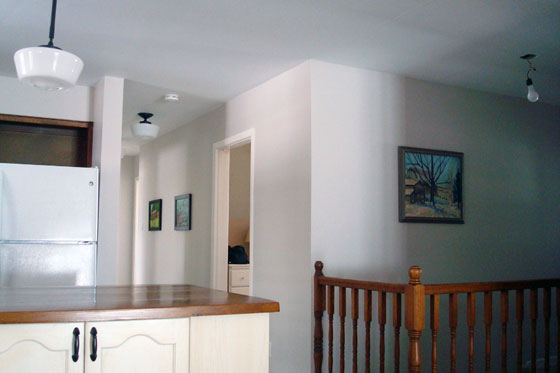 Hallway painted Benjamin Moore Abalone