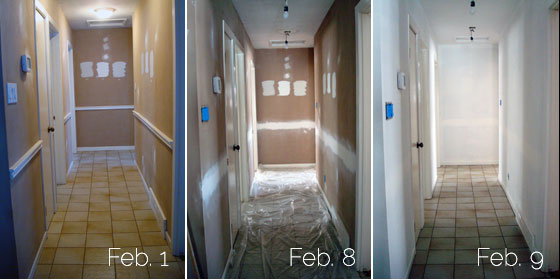 Progression of painting our hallway