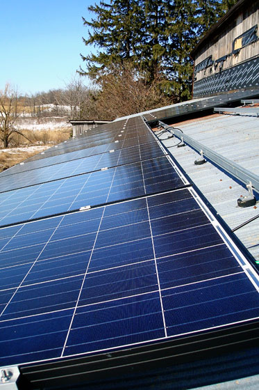 Solar panels on the barn roof