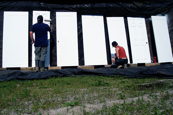 Painting the basement doors