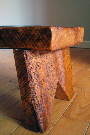 Dog food stand made of old barn wood