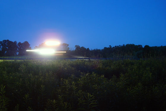 Spraying the fields at night