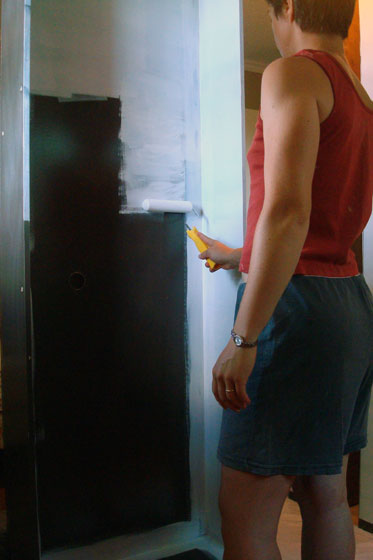 Painting the bookshelves