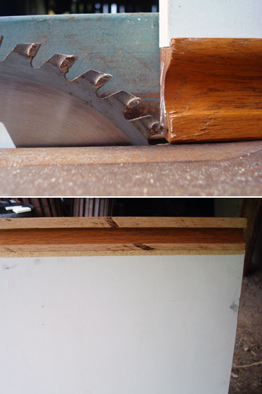 Trimming the edge off a cabinet door