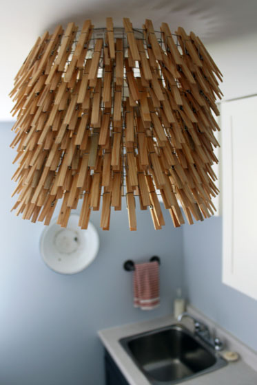 Clothespin light in the laundry room