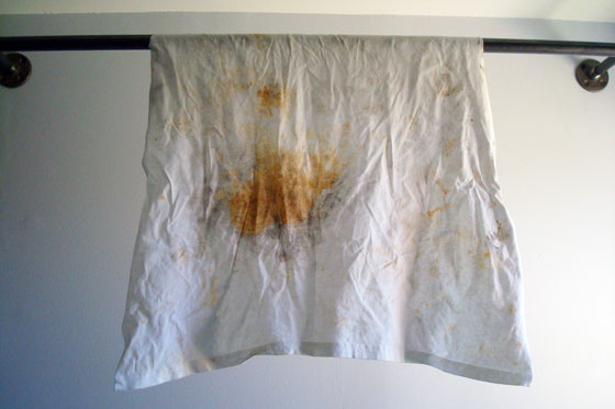 Oil and rust rubbed off of pipe fittings