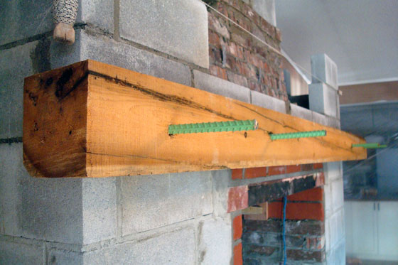 Installing a barn beam mantel