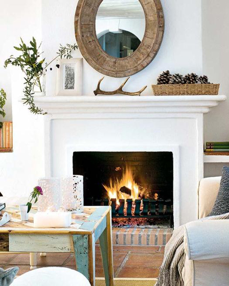 Beautiful simple rustic mantel