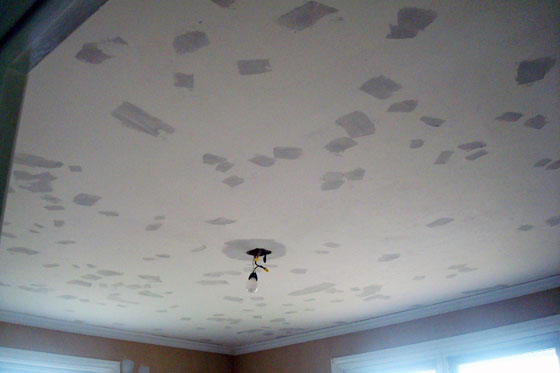 Ceiling after scraping the popcorn