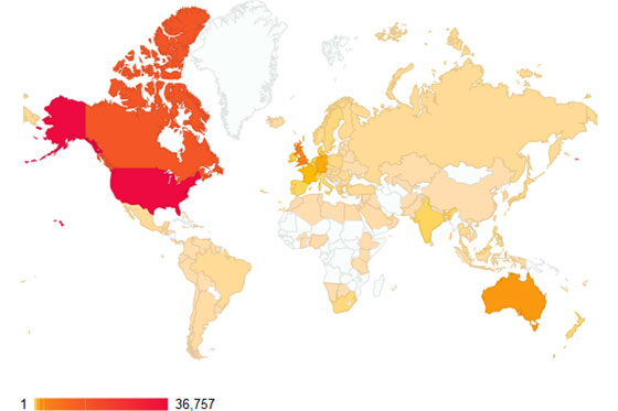 Top blog views by country