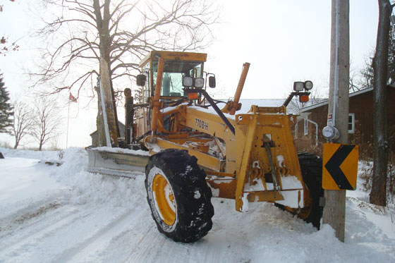 Grader stuck in the snow