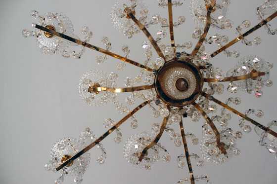 Brass and crystal chandelier