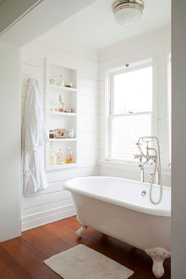 White wood planked walls