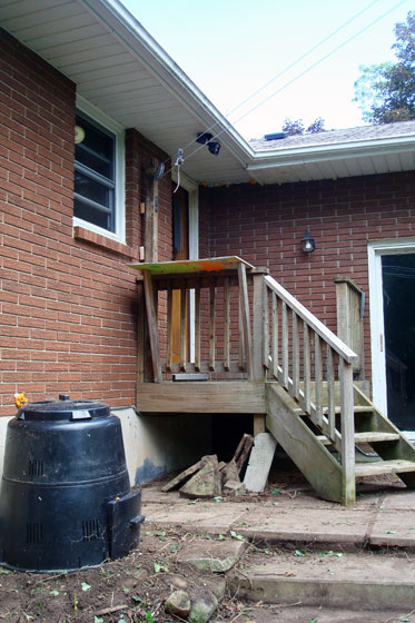 Composter on the back patio