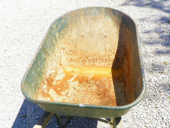Rusty wheelbarrow