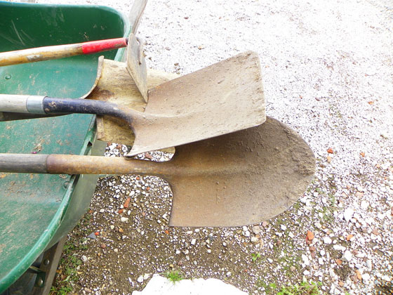 Garden tools before cleaning and sharpening