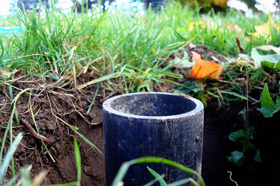 Pipe sunk in the ground