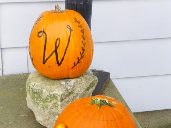 W painted pumpkin