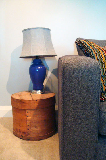 Purple lamp with flared grey shade