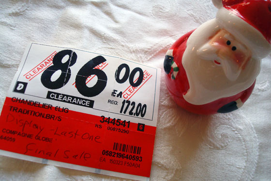 Discounted chandelier price tag