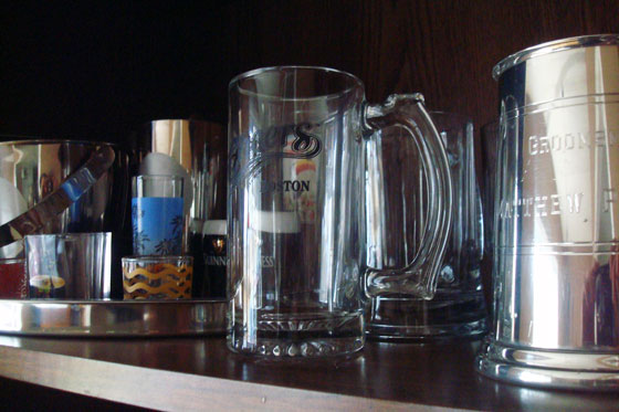 Steins and shot glasses