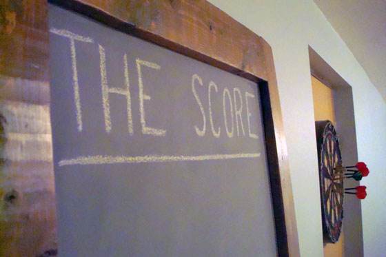 Tall chalkboard for score-keeping
