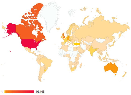 Top blog views by country