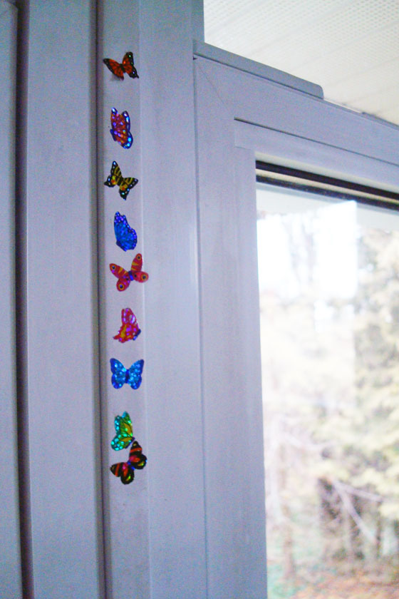 Stickers on the window in the guest room