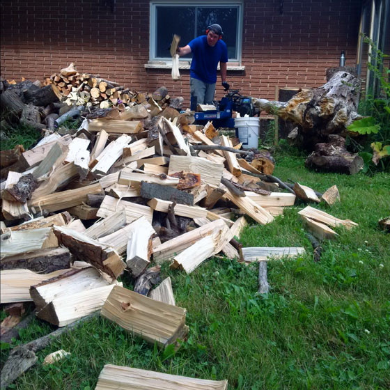 Matt splitting firewood